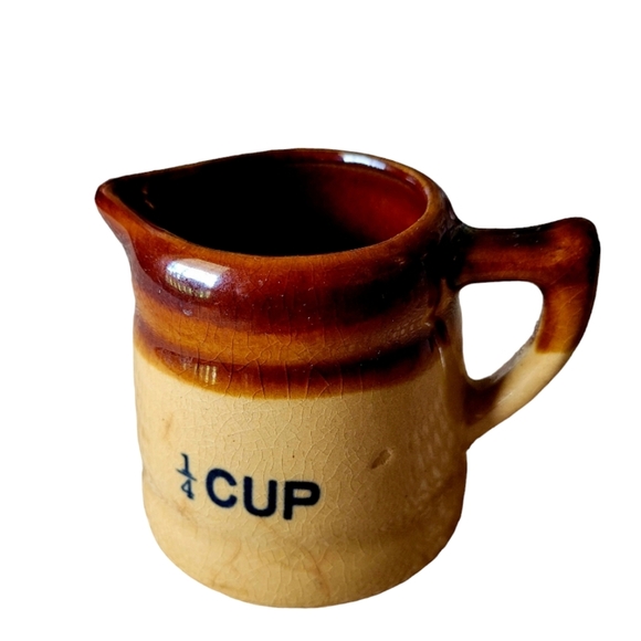 Vintage Brown Drip Glaze Pottery Set of 4 Graduated Measuring Cups Rustic - Picture 3 of 6